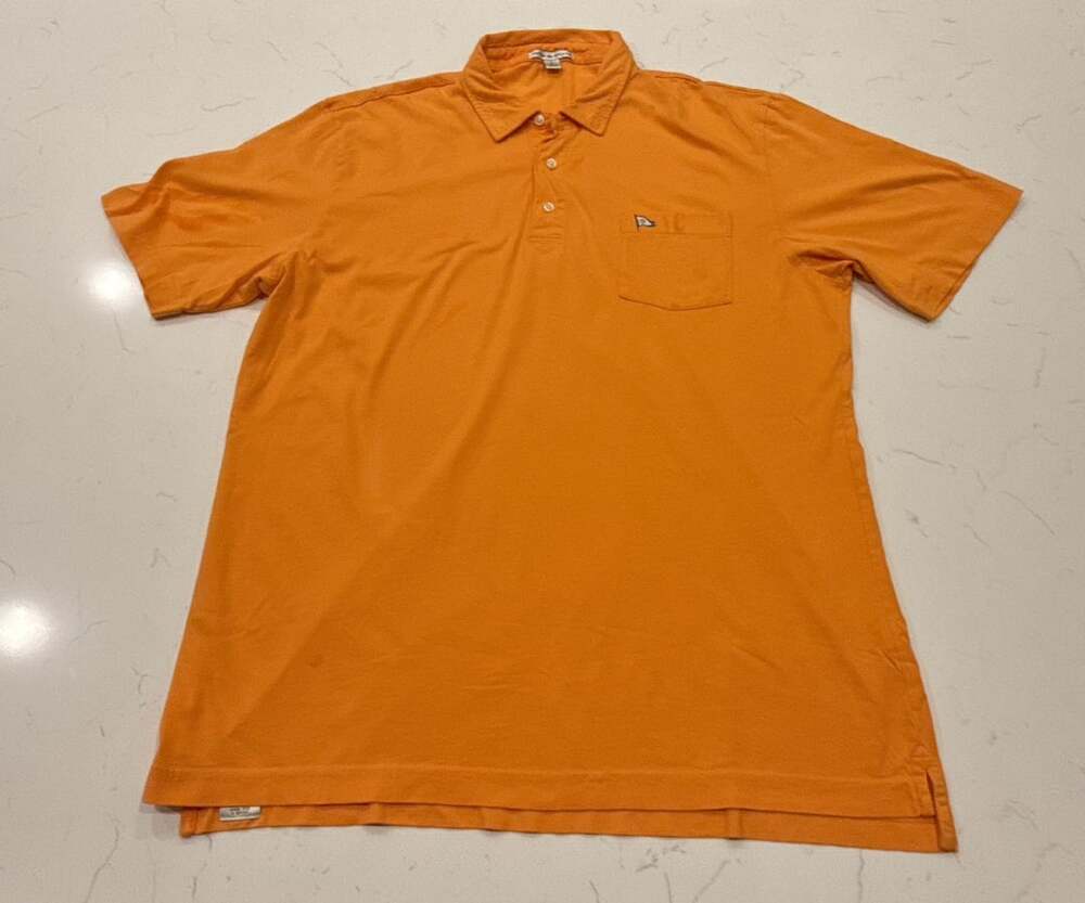 Peter Millar Polo Shirt Size L Orange Pima Cotton Pocket